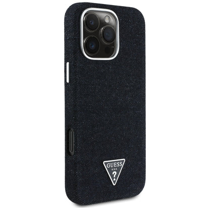 MagSafe cover til Apple iPhone 16 Pro Max, Guess, Denim Triangle Logo, Sort