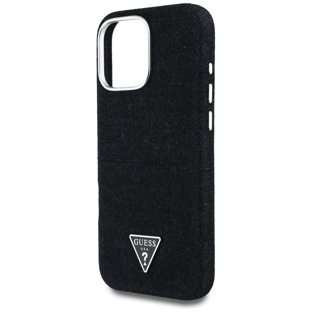 MagSafe cover til Apple iPhone 16 Pro Max, Guess, Denim Triangle Logo, Sort