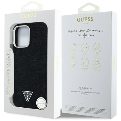 MagSafe cover til Apple iPhone 16 Pro Max, Guess, Denim Triangle Logo, Sort