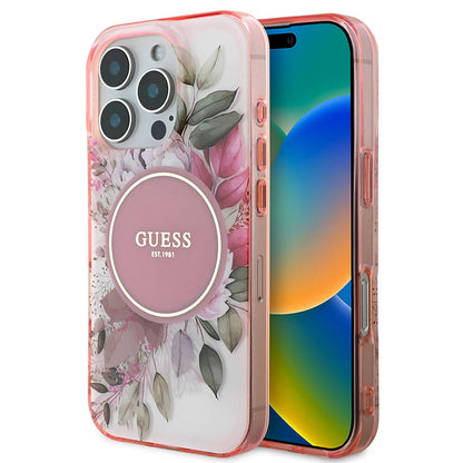 MagSafe cover til Apple iPhone 16 Pro Max, Guess, IML Flower & Tonal Circle, Pink