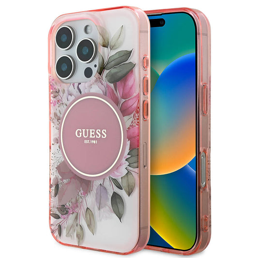 MagSafe cover til Apple iPhone 16 Pro Max, Guess, IML Flower & Tonal Circle, Pink