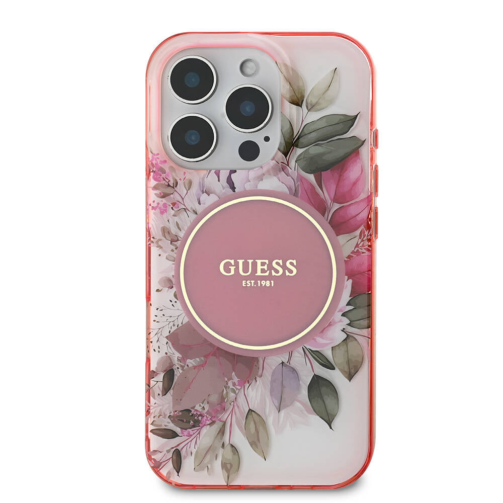 MagSafe cover til Apple iPhone 16 Pro Max, Guess, IML Flower & Tonal Circle, Pink