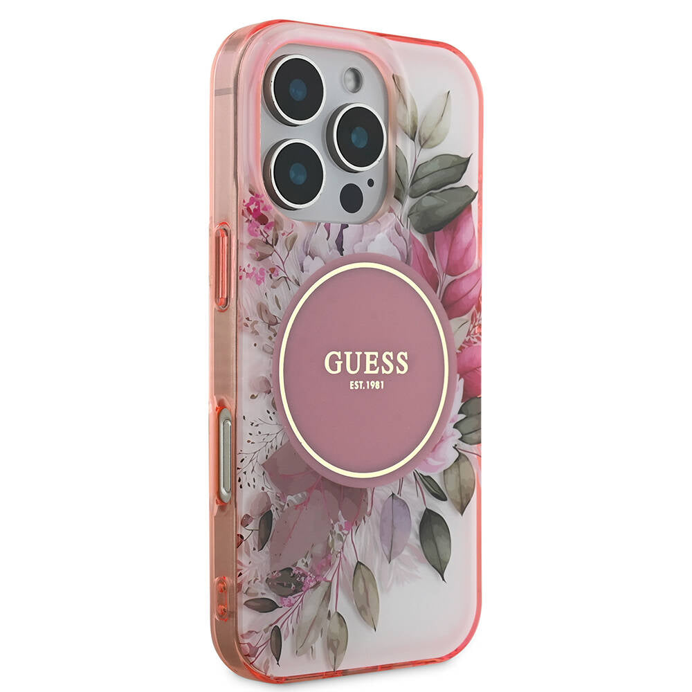 MagSafe cover til Apple iPhone 16 Pro Max, Guess, IML Flower & Tonal Circle, Pink