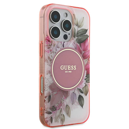 MagSafe cover til Apple iPhone 16 Pro Max, Guess, IML Flower & Tonal Circle, Pink