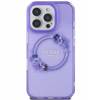 MagSafe cover til Apple iPhone 16 Pro Max, Guess, IML Flowers Wreath, Lilla