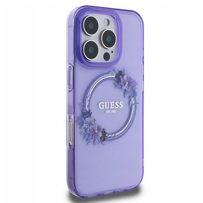 MagSafe cover til Apple iPhone 16 Pro Max, Guess, IML Flowers Wreath, Lilla