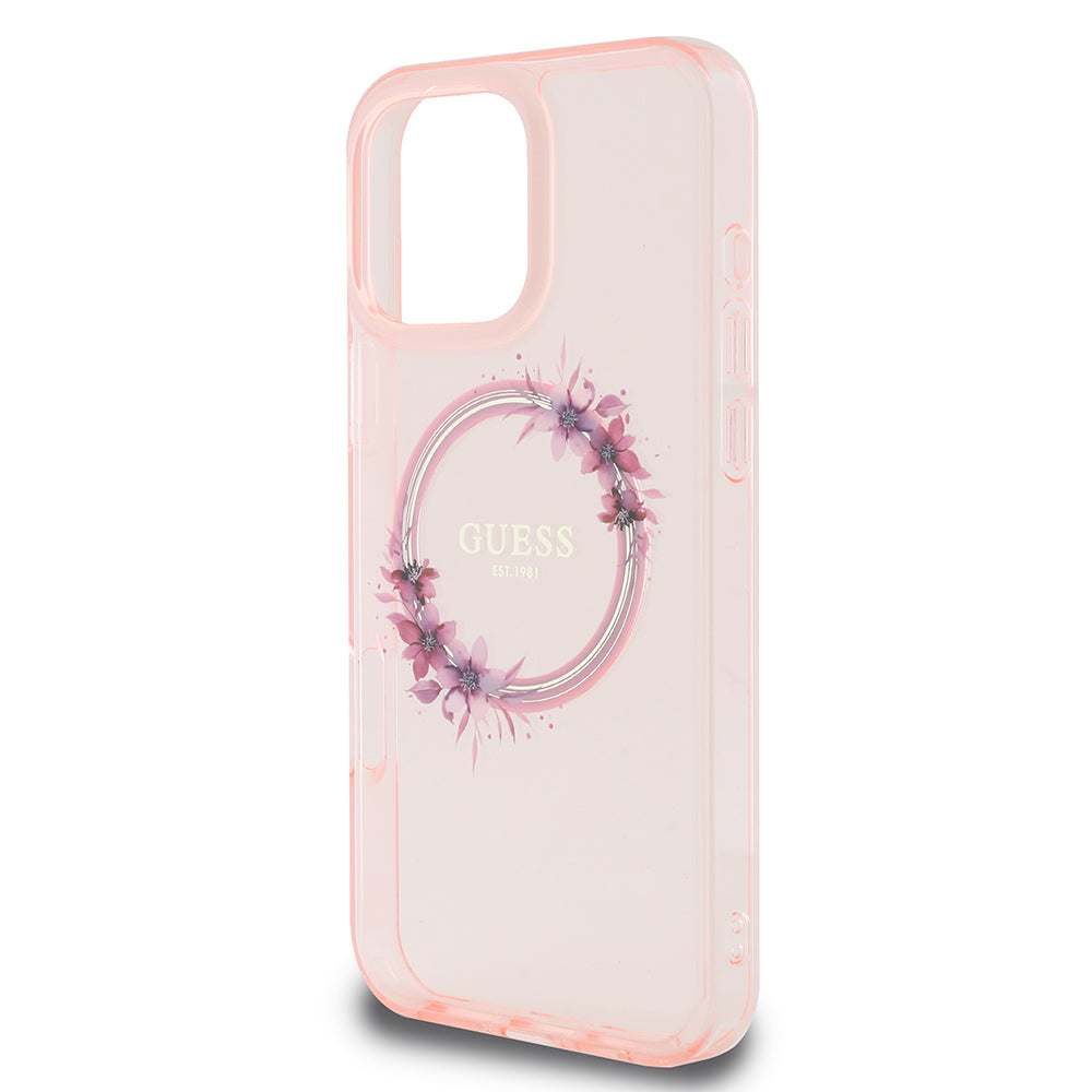 MagSafe cover til Apple iPhone 16 Pro Max, Guess, IML Flowers Wreath, Pink