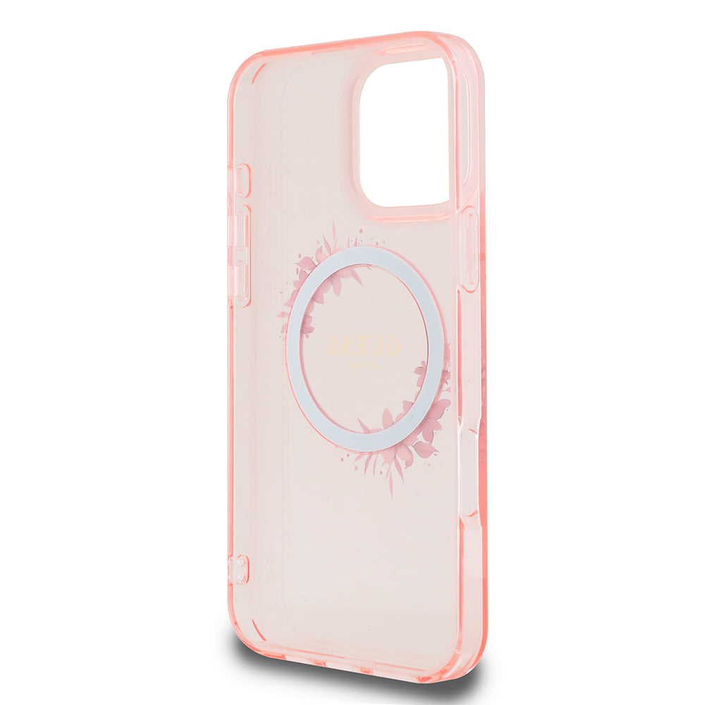 MagSafe cover til Apple iPhone 16 Pro Max, Guess, IML Flowers Wreath, Pink