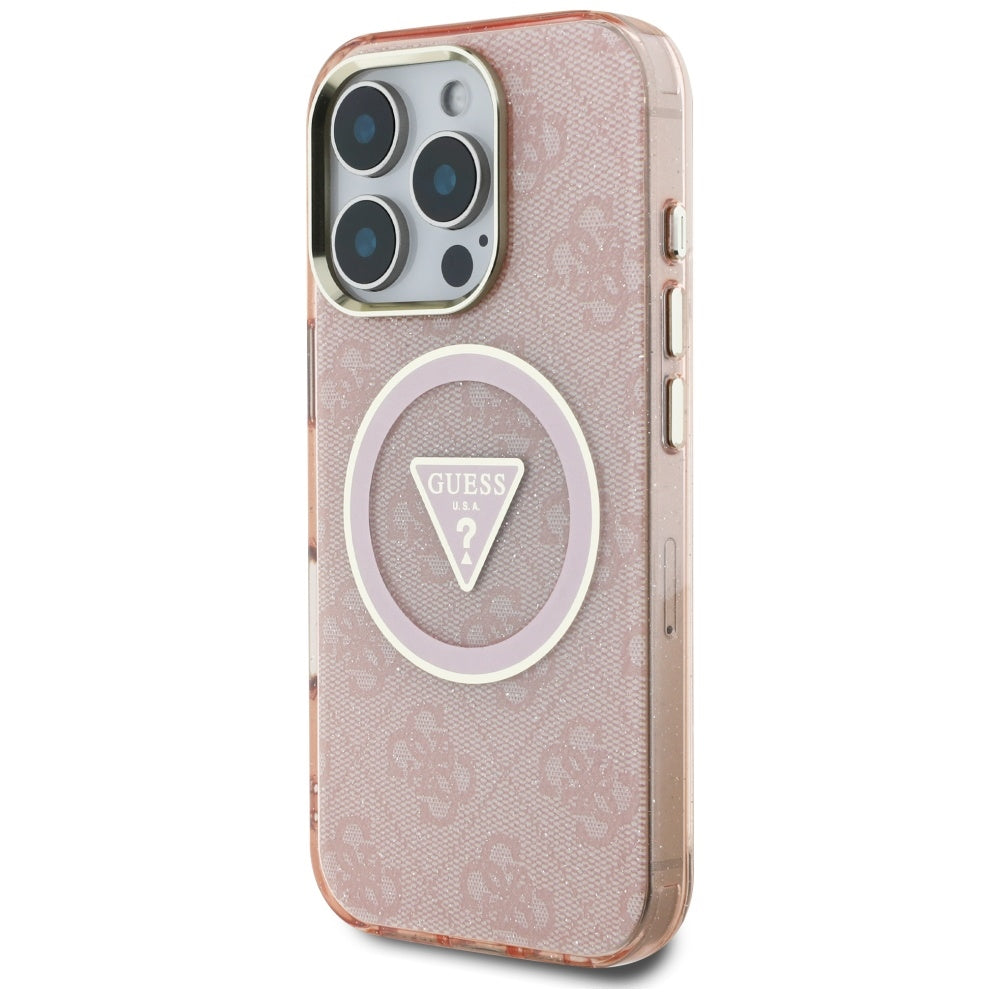 MagSafe cover til Apple iPhone 16 Pro Max, Guess, IML Glitter 4G Circle Triangle, Pink