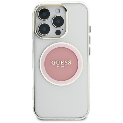 MagSafe Case for Apple iPhone 16 Pro Max, Guess, IML Metal Colored Circle, Pink