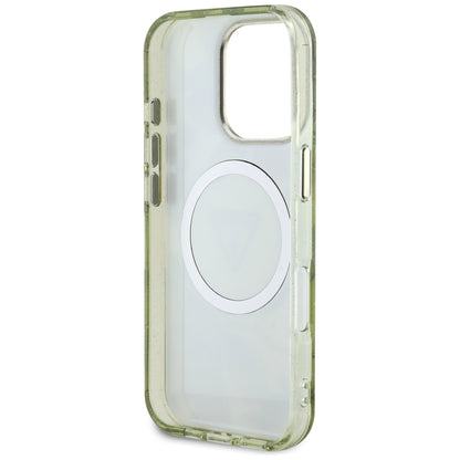 MagSafe cover til Apple iPhone 16 Pro Max, Guess, IML Metal Glitter Flowers Triangle, Grøn