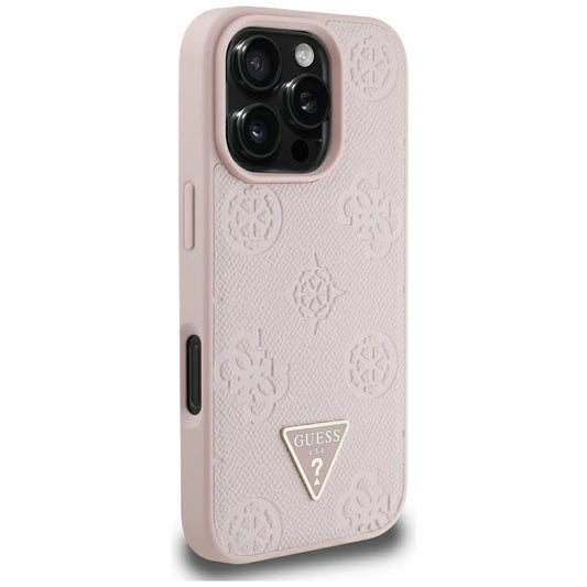 MagSafe cover til Apple iPhone 16 Pro Max, Guess, Peony Grained Hot Stamp Triangle, Pink