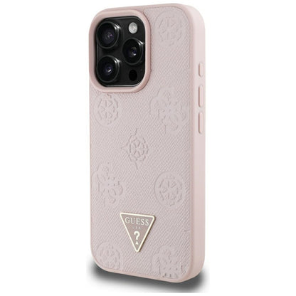 MagSafe cover til Apple iPhone 16 Pro Max, Guess, Peony Grained Hot Stamp Triangle, Pink