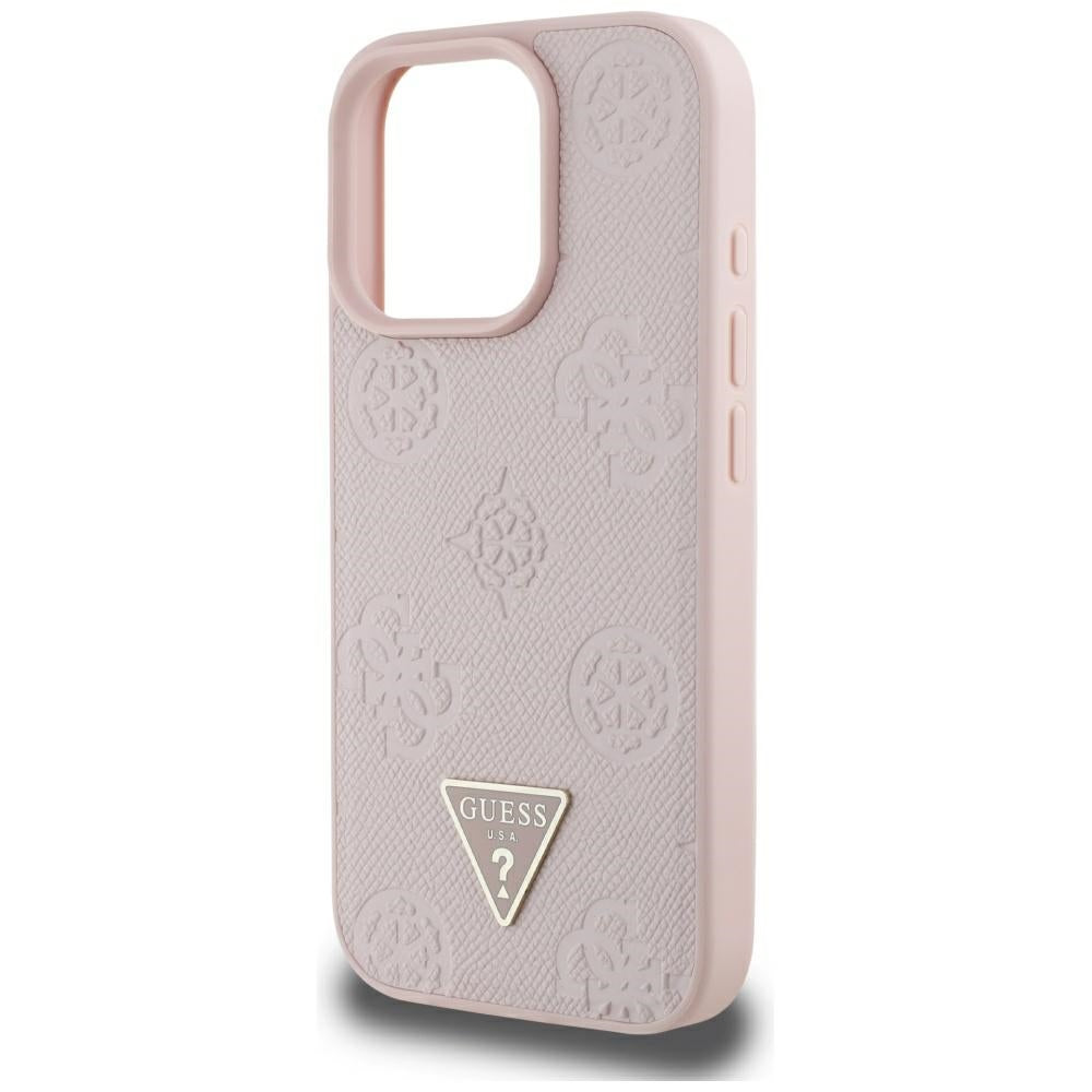 MagSafe cover til Apple iPhone 16 Pro Max, Guess, Peony Grained Hot Stamp Triangle, Pink