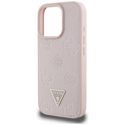 MagSafe cover til Apple iPhone 16 Pro Max, Guess, Peony Grained Hot Stamp Triangle, Pink