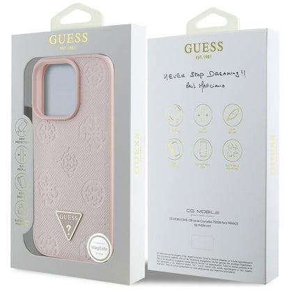 MagSafe cover til Apple iPhone 16 Pro Max, Guess, Peony Grained Hot Stamp Triangle, Pink