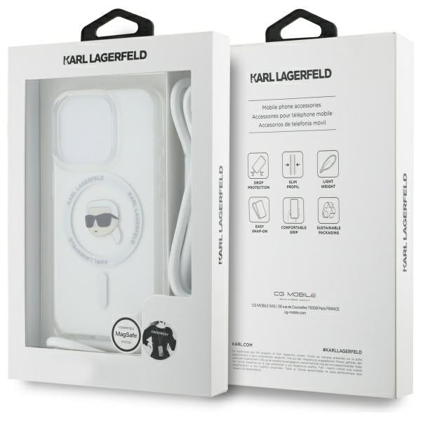 MagSafe cover til Apple iPhone 16 Pro Max, Karl Lagerfeld, IML Crossbody Karl's Head, Gennemsigtig