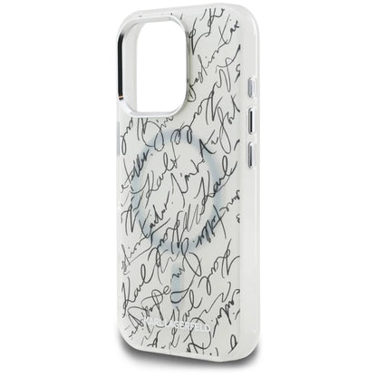 MagSafe cover til Apple iPhone 16 Pro Max, Karl Lagerfeld, IML Karl Script Pattern, Hvid