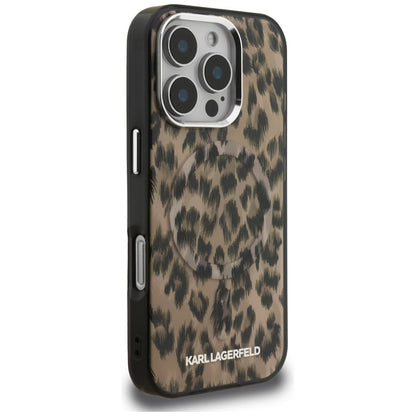 MagSafe Case for Apple iPhone 16 Pro Max, Karl Lagerfeld, IML Leopard Pattern, Brown