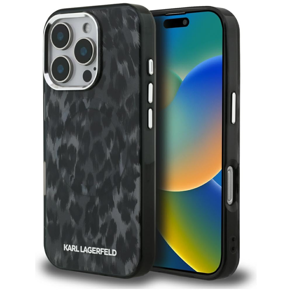 MagSafe cover til Apple iPhone 16 Pro Max, Karl Lagerfeld, IML Leopard Mønster, Sort