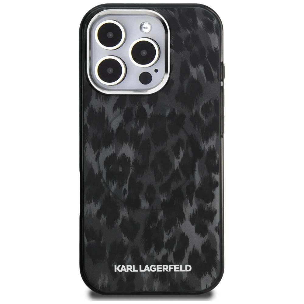 MagSafe cover til Apple iPhone 16 Pro Max, Karl Lagerfeld, IML Leopard Mønster, Sort