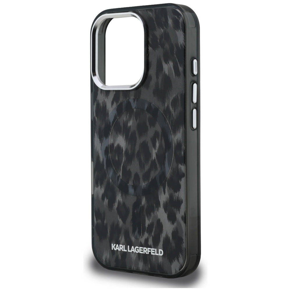 MagSafe cover til Apple iPhone 16 Pro Max, Karl Lagerfeld, IML Leopard Mønster, Sort