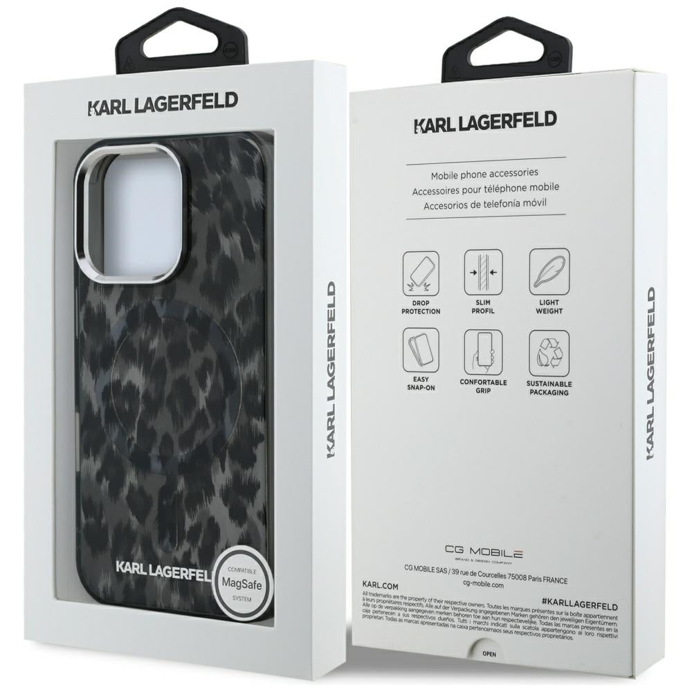 MagSafe cover til Apple iPhone 16 Pro Max, Karl Lagerfeld, IML Leopard Mønster, Sort