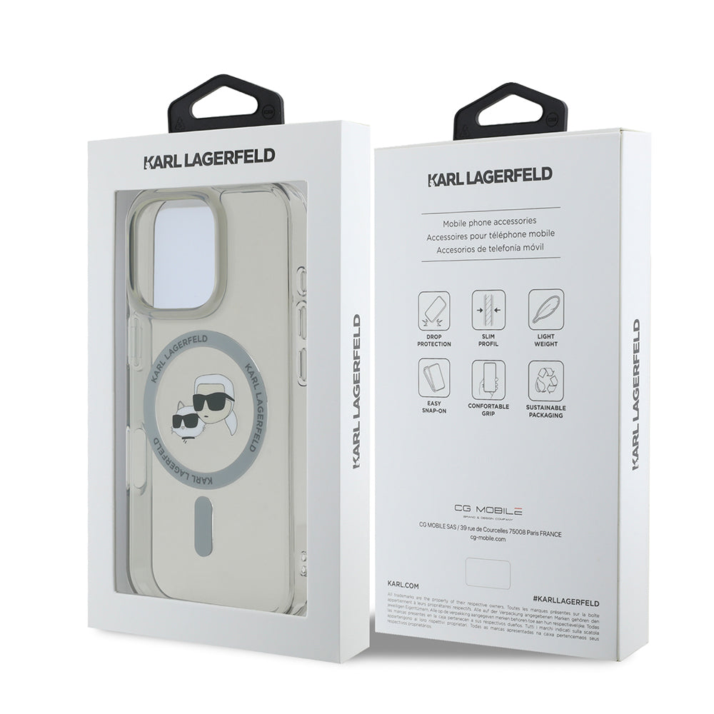 MagSafe cover til Apple iPhone 16 Pro Max, Karl Lagerfeld, IML Metal Karl & Choupette's Heads, Sort
