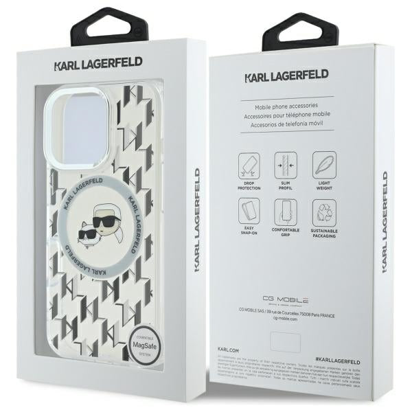 MagSafe cover til Apple iPhone 16 Pro Max, Karl Lagerfeld, IML Monogram Karl & Choupette's Heads, Gennemsigtig