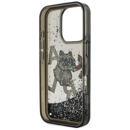 MagSafe cover til Apple iPhone 16 Pro Max, Karl Lagerfeld, Liquid Glitter Choupette Logo, Sort