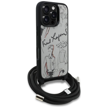 MagSafe cover til Apple iPhone 16 Pro Max, Karl Lagerfeld, Saffiano Crossbody, Grå