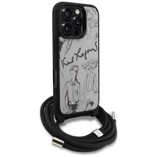 MagSafe cover til Apple iPhone 16 Pro Max, Karl Lagerfeld, Saffiano Crossbody, Grå