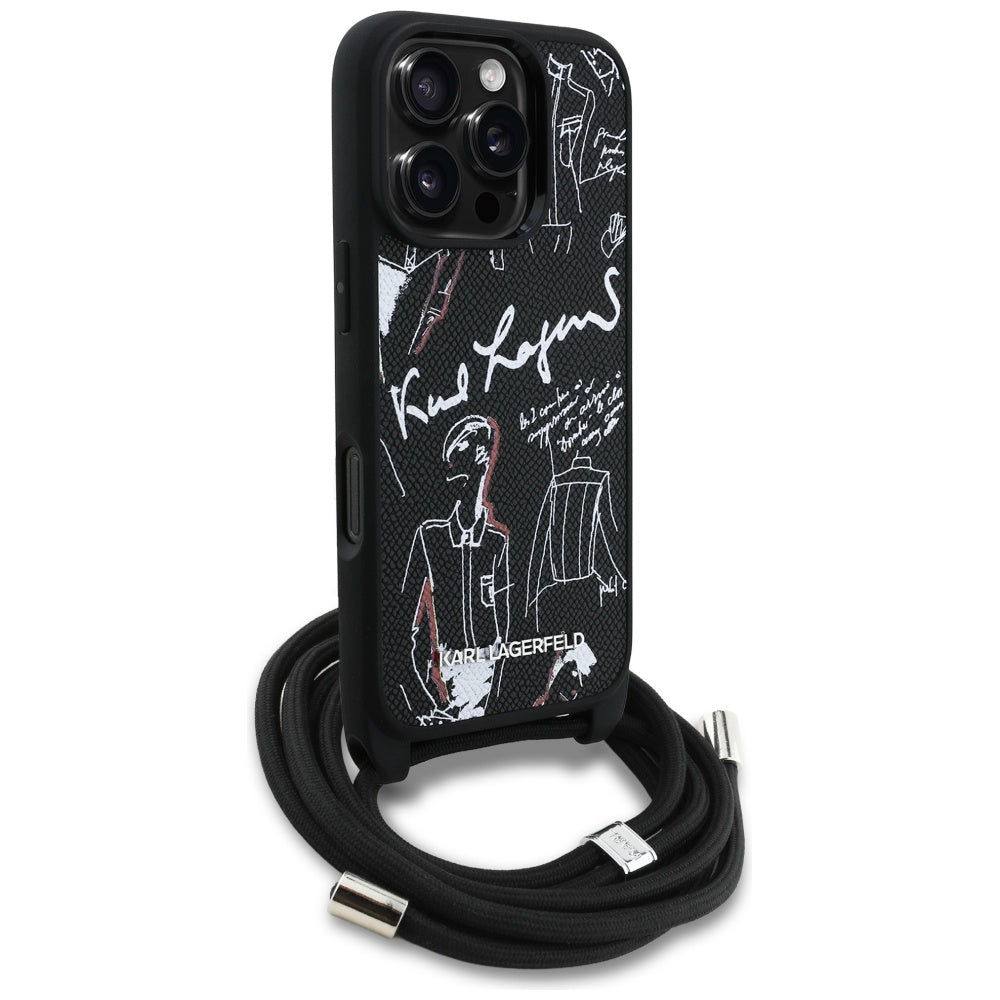 MagSafe cover til Apple iPhone 16 Pro Max, Karl Lagerfeld, Saffiano Crossbody, Sort