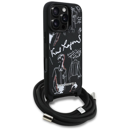 MagSafe cover til Apple iPhone 16 Pro Max, Karl Lagerfeld, Saffiano Crossbody, Sort