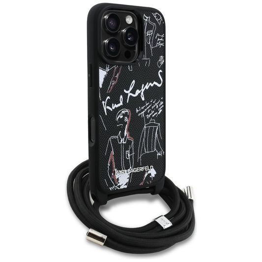MagSafe cover til Apple iPhone 16 Pro Max, Karl Lagerfeld, Saffiano Crossbody, Sort