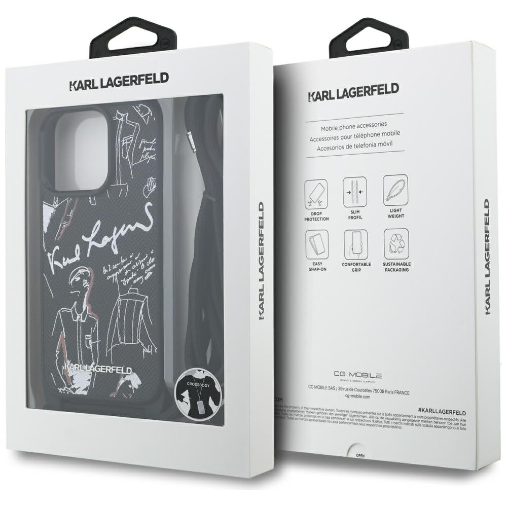 MagSafe cover til Apple iPhone 16 Pro Max, Karl Lagerfeld, Saffiano Crossbody, Sort