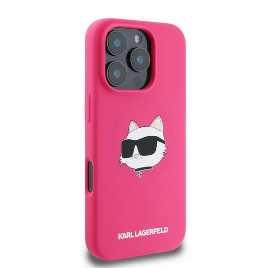 MagSafe cover til Apple iPhone 16 Pro Max, Karl Lagerfeld, Silicone Choupette's Head, Fuchsia