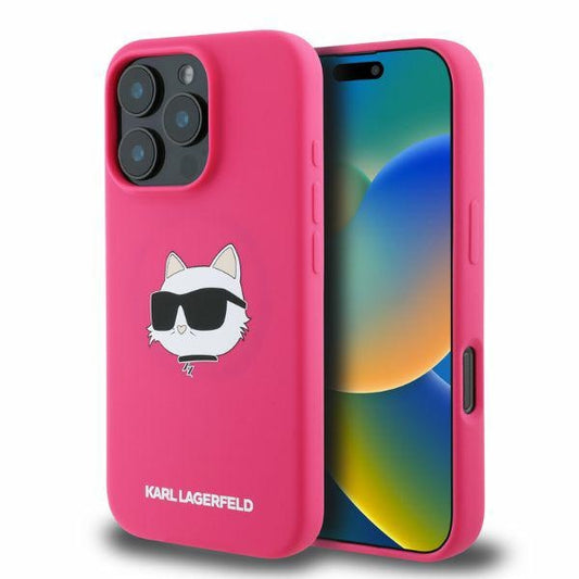 MagSafe cover til Apple iPhone 16 Pro Max, Karl Lagerfeld, Silicone Choupette's Head, Fuchsia