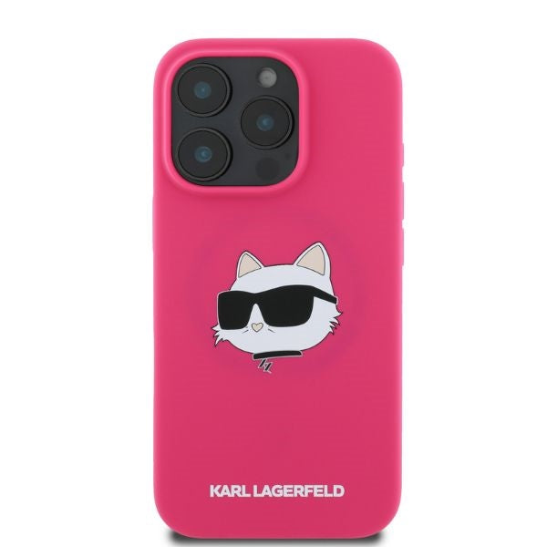 MagSafe Case for Apple iPhone 16 Pro Max, Karl Lagerfeld, Silicone Choupette's Head, Fuchsia