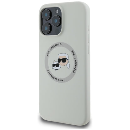 MagSafe cover til Apple iPhone 16 Pro Max, Karl Lagerfeld, Silicone Karl & Choupette's Heads, Beige