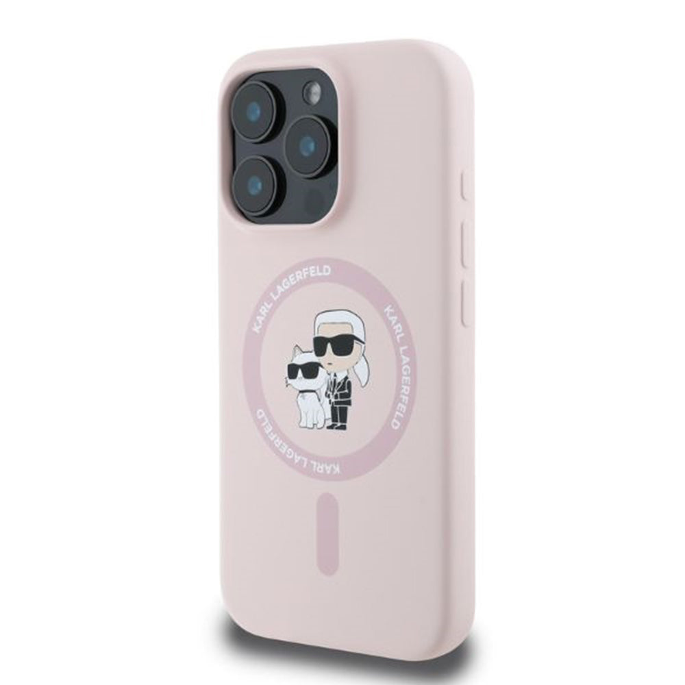 MagSafe cover til Apple iPhone 16 Pro Max, Karl Lagerfeld, Silicone Ring Karl & Choupette, Pink