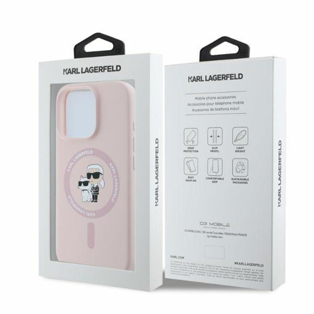 MagSafe cover til Apple iPhone 16 Pro Max, Karl Lagerfeld, Silicone Ring Karl & Choupette, Pink