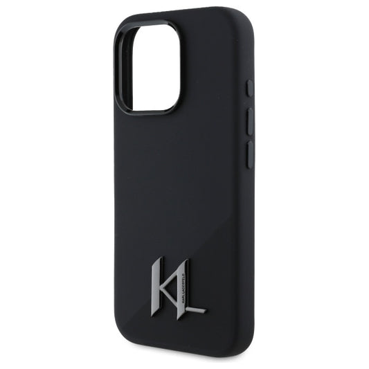 MagSafe cover til Apple iPhone 16 Pro Max, Karl Lagerfeld, Silicone Shadow Metal Initial, Sort