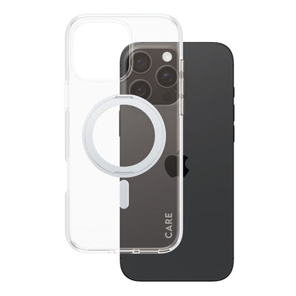 MagSafe cover til Apple iPhone 16 Pro Max, PanzerGlass, Care Feature Kickstand, Sølv Transparent