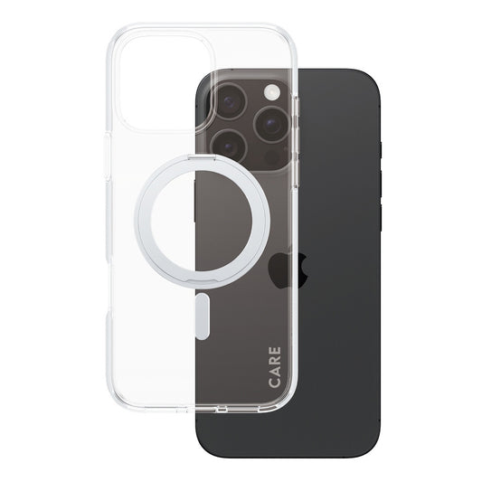 MagSafe cover til Apple iPhone 16 Pro Max, PanzerGlass, Care Feature Kickstand, Sølv Transparent