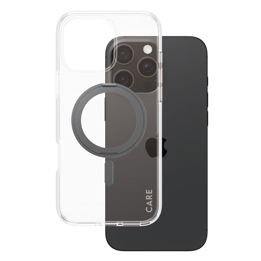 MagSafe cover til Apple iPhone 16 Pro Max, PanzerGlass, Care Feature Kickstand, Sort Transparent