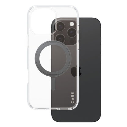 MagSafe cover til Apple iPhone 16 Pro Max, PanzerGlass, Care Feature Kickstand, Sort Transparent