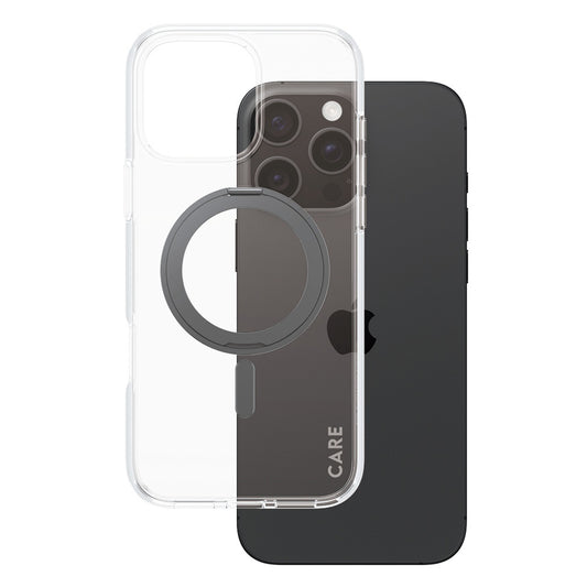 MagSafe cover til Apple iPhone 16 Pro Max, PanzerGlass, Care Feature Kickstand, Sort Transparent