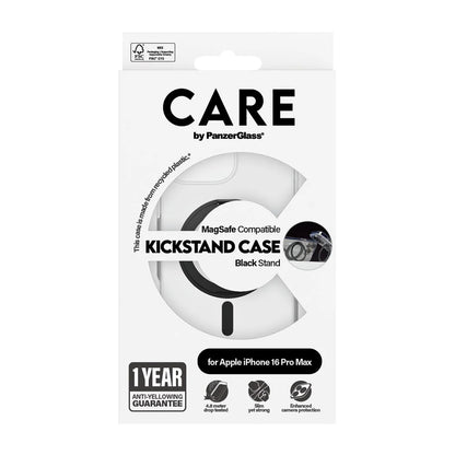 MagSafe cover til Apple iPhone 16 Pro Max, PanzerGlass, Care Feature Kickstand, Sort Transparent