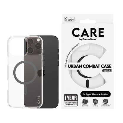 MagSafe cover til Apple iPhone 16 Pro Max, PanzerGlass, Care Urban Combat, Sort Transparent